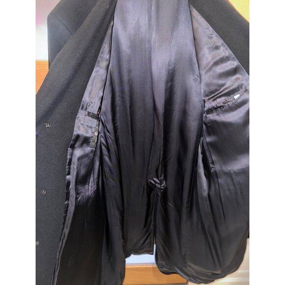 Silver Cloud Black Cashmere Long Dress Overcoat R46 3 Button Business Made Italy - Picture 15 of 15